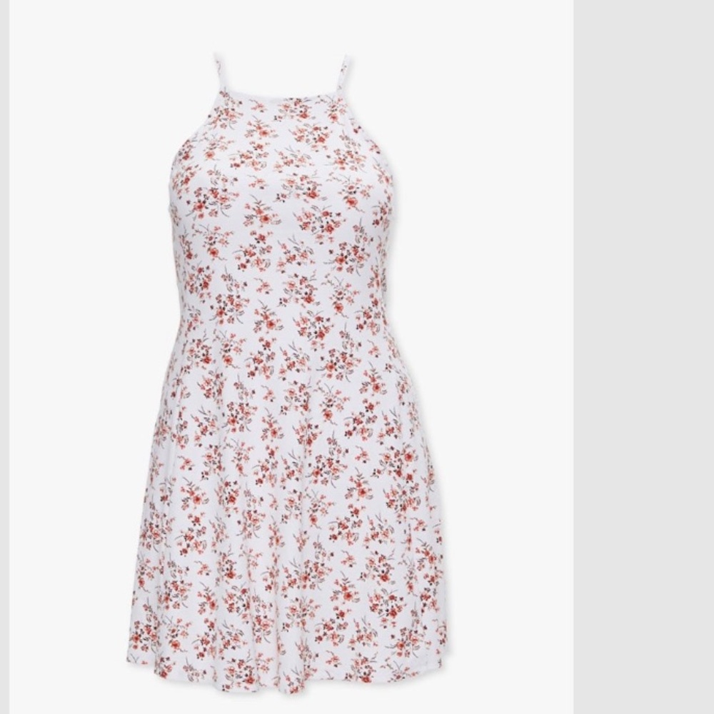 Plus size white floral skater dress